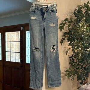 PacSun Light Blue Boyfriend Distressed Straight Leg Jeans